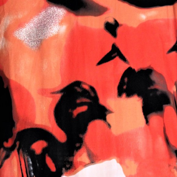 SHEIN SXY Long Bodycon Stretch Dress XS Abstract Halloween Orange Graphic Print - Picture 7 of 9